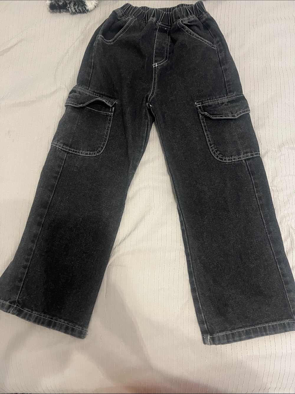 Girl’s Black Cargo Jeans - Elastic Waist
